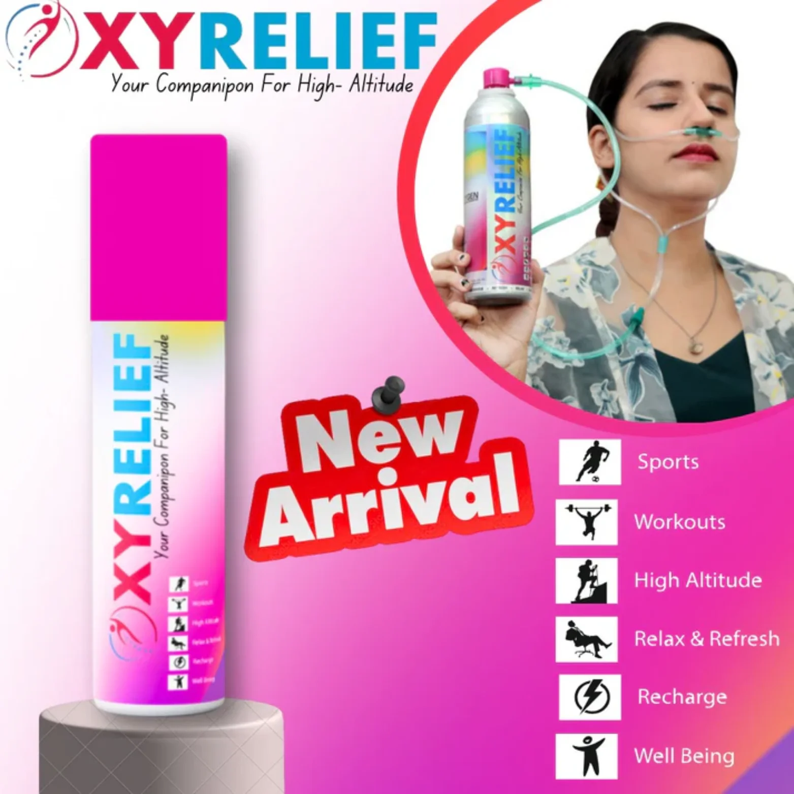 Untitled design (23) Oxy Relief Portable Oxygen Canister with Nasal Cannula - 9 Liters for Sports, High Altitude, and Relaxation - Image 1