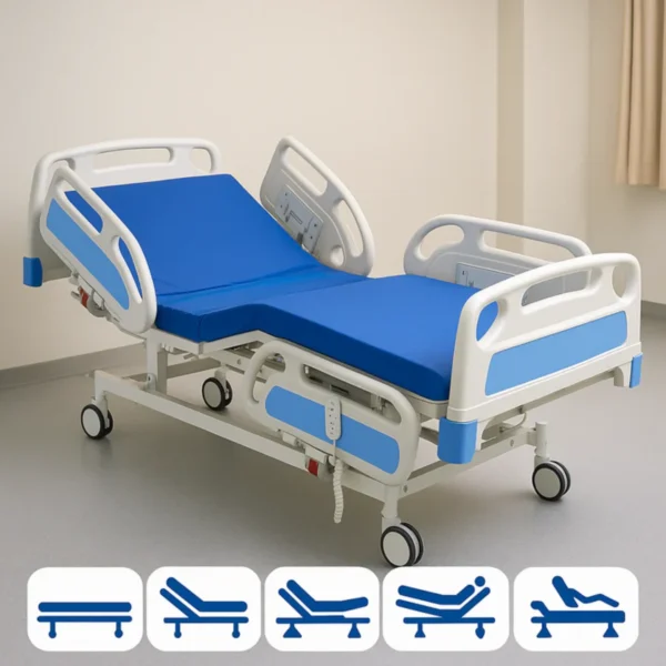 ICCU Full Fowler Hospital Bed (Butterfly Panel, 5-Function Electric) Rental | Kolkata | O2 For Everyone