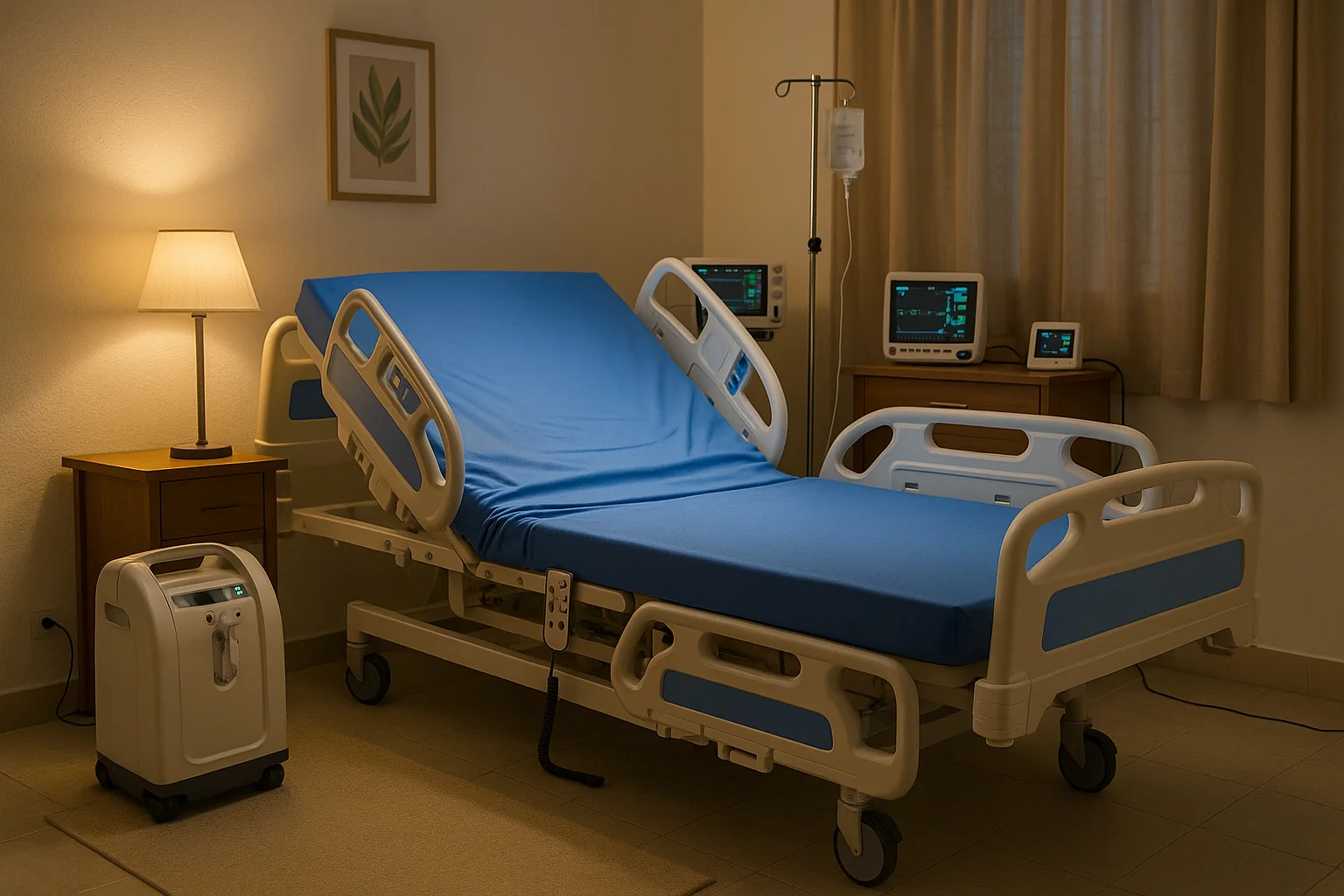 ICCU Full Fowler Bed Rental In New Town, ICU Setup at Home Rental In Bally - O2 For Everyone